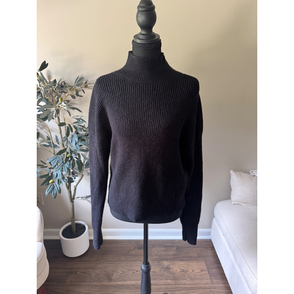 Industry Republic Clothing Black Ribbed Mock Neck Sweater Small Pullover